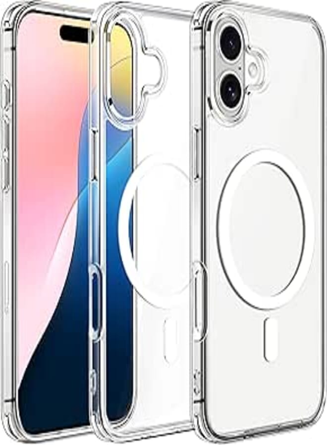 iVoler Clear Magnetic Cover for iPhone 16 Plus, Compatible with MagSafe, [Anti-Yellowing] [Shockproof Military Grade] Transparent Slim Anti-Scratch Hard PC Case